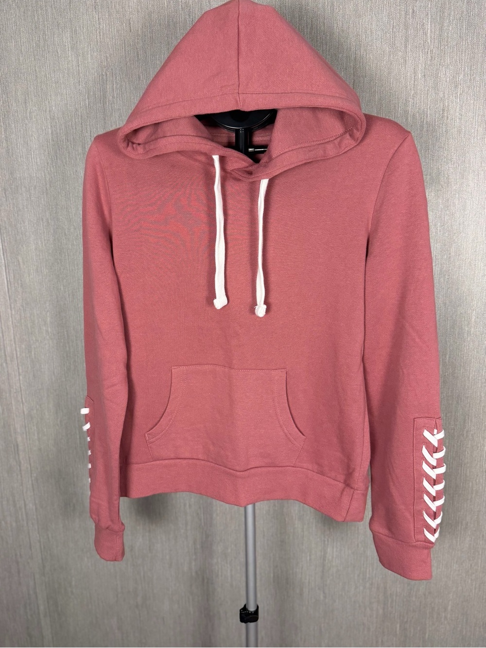 Reflex Rose Mauve Hoodie with White Drawstrings Size Medium